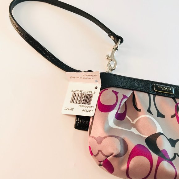 COACH Signature Wristlet Sateen Multicolor F47979, - Picture 3 of 5
